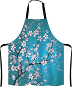Spring Japanese Flowers Kitchen Cooking BBQ Chef Apron,Funny Apron for Men, Women - Dad Presents, Presents for Men - Birthday, Mothers Day Presents for Mom, Wife, Husband, Brother, Friends
