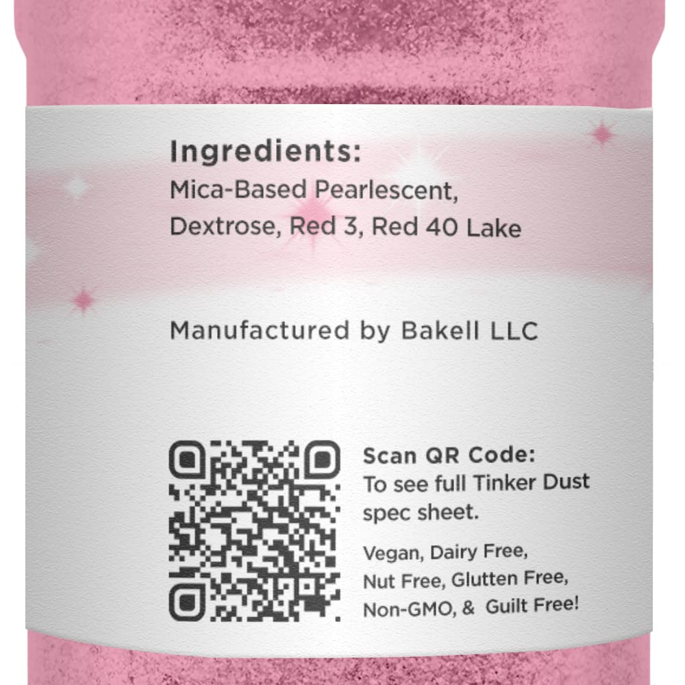 BAKELL Deep Pink Edible Glitter, 45 Grams | TINKER DUST Edible Glitter | KOSHER Certified | 100% Edible Glitter | Cakes, Cupcakes, Cake Pops, Drinks, Dessert Vegan Glitter & Dusts (45g Shaker, Deep Pink)