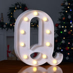 Foaky LED Letter Lights Sign Marquee Light Up Letters Sign for Night Light Wedding/Birthday Party Battery Powered Christmas Lamp Home Bar Decoration(Q)