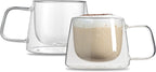 Restaurantware-Forma Professional 6.8 Ounce Double Wall Coffee Mugs, 2 Insulated Coffee Mugs With Handle - Dishwashable, Reusable, Clear Glass Beverage Cups, Freezable, For Hot Or Cold Beverages