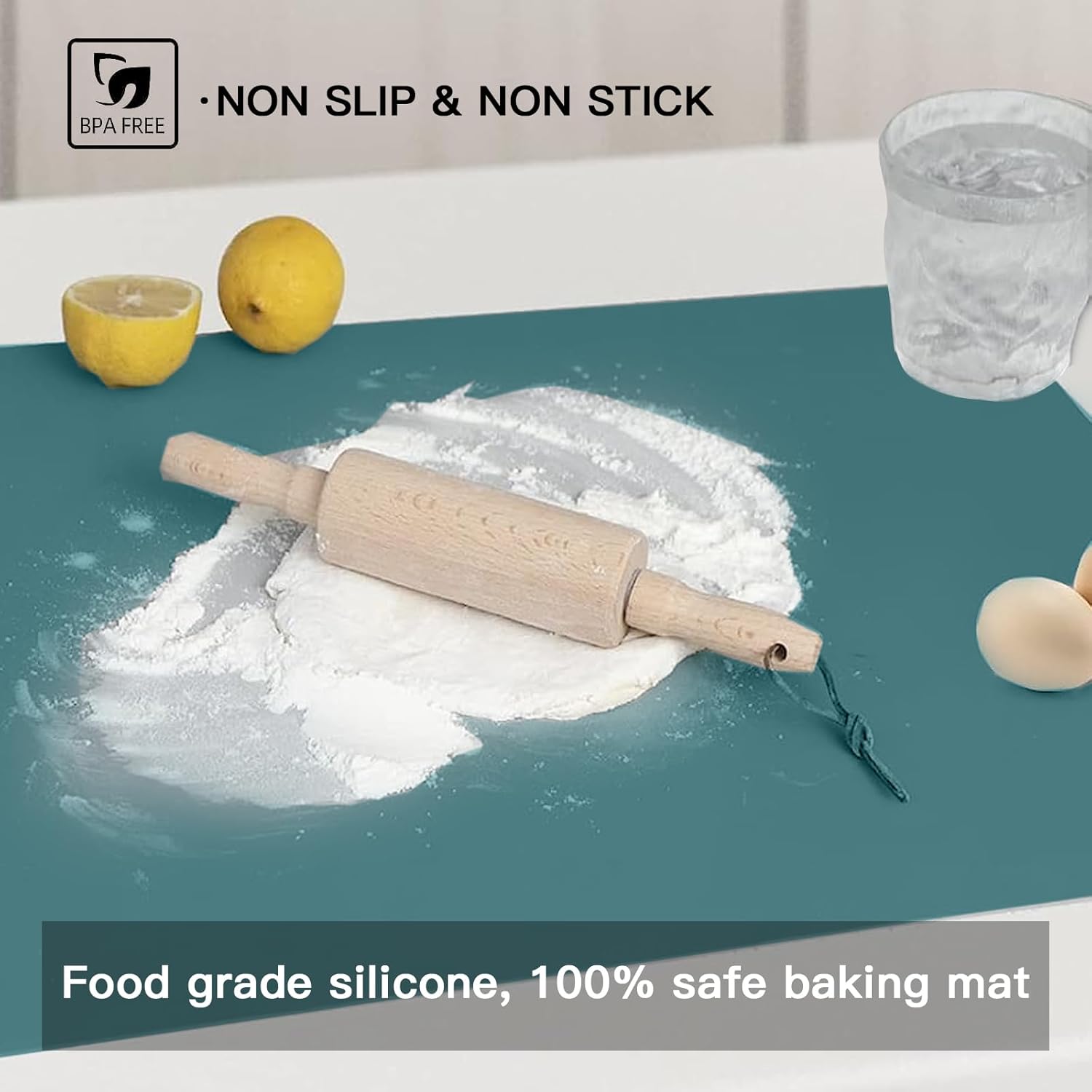 Silicone Mats for Kitchen Counter, 47.3"x23.6"x0.08" Largest Heat Resistant Mat Kitchen Island 2MM Thick Waterproof Countertop Protector Mat Nons-slip Extra Large Counter Mat (Dark Green)