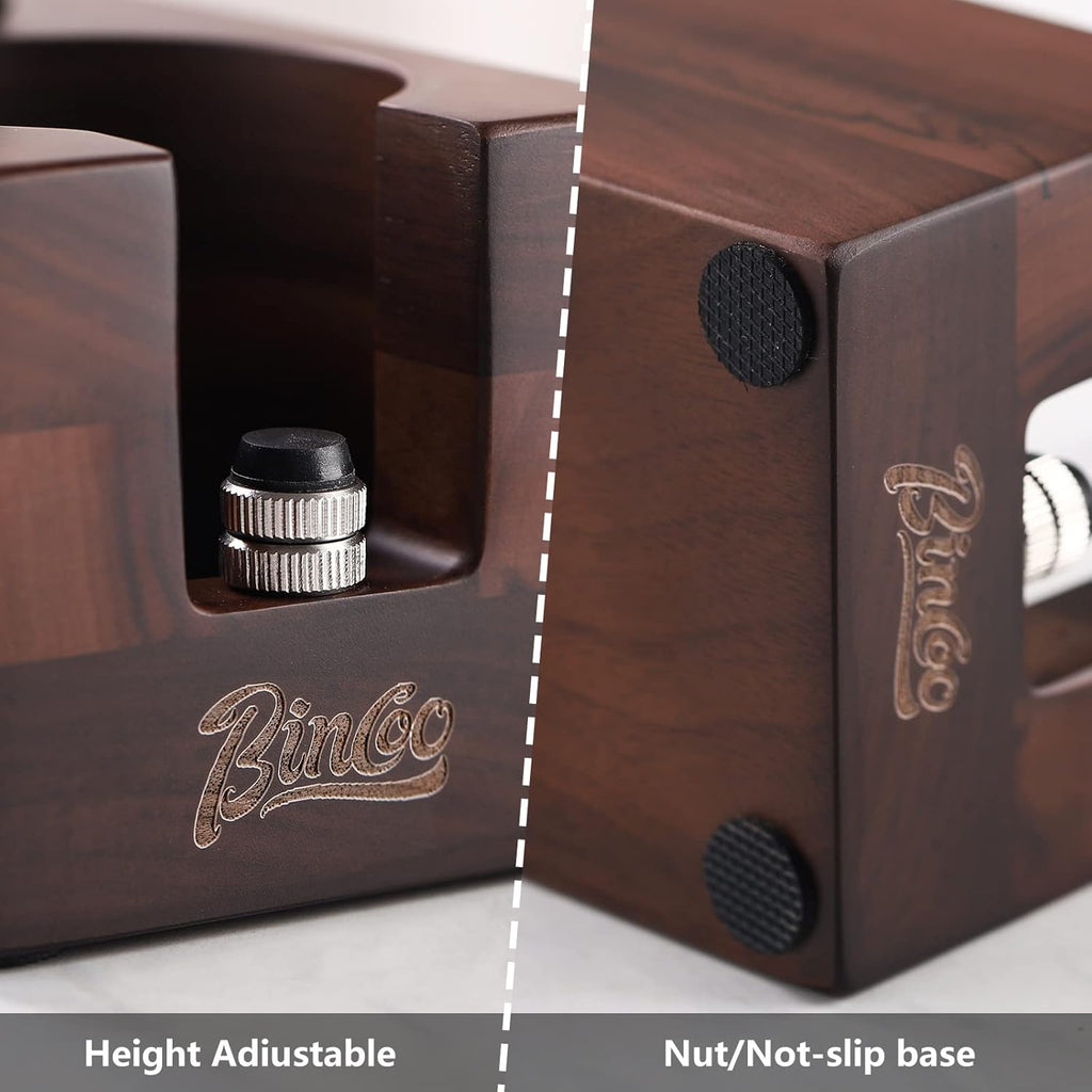 Bincoo Anti-Slip Tamper Holder Station-Wooden Tamper Holder Station for 51-53mm Portafilters,Tamper and Distributor (Walnut)