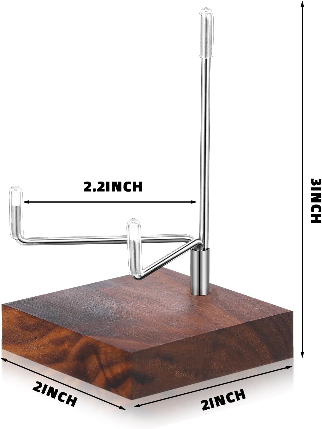 Wenqik 4 Pcs Crystal Display Stand Adjustable Metal Arms Small Rock Display Stand with Wooden Base Geodes Rock Agate Mineral Easel Holder for Collectibles(1.97 x 1.97 x 3.15 Inch)