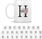 Retreez Initial A-Z Floral Botanical Bouquet Alphabet Monogrammed Monogram Mug 11 Oz Ceramic Tea Coffee Mugs - Appreciation Thank You Wedding Birthday Gifts for her friend coworker sister - H Initial