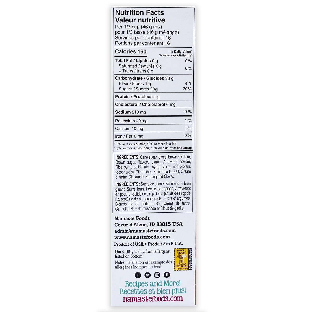 NAMASTE FOODS MIX CAKE SPICE WFGFDF 26OZ