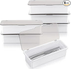 Remerry 6 Pcs Flatware Tray with Lid and Drainer, Plastic Utensil Organizer, Kitchen Cutlery Transparent Storage Box with Lid and Drain Rack, Drawer Tableware Storage Box for Home and Travel (White)