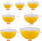Yellow Mixing Bowls With Airtight Lids,Stainless Steel Bowl,Salad Bowls 7 Piece Colorful Nesting Bowl Yellow Kitchen Accessories,Size 7,3.6,2.7,2.1,1.5,1.1,0.8QT Stackable Design