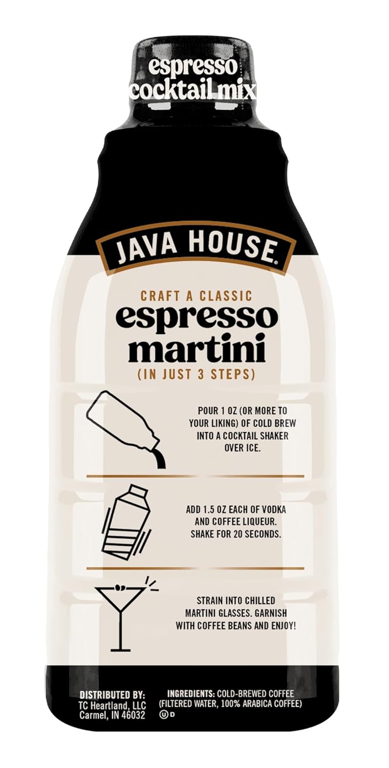 Java House Cold Brew Espresso Cocktail Mix – Premium 100% Arabica Cold Brew Concentrate – Smooth Coffee With French Vanilla Notes – 32oz Bottle (Makes 32 Cocktails)