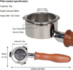 54mm Bottomless Portafilter Compatible for Breville Barista Express, Pro, Touch, Bambino, Infuser, Duo Temp and Impress | Solid Wooden Handle