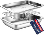 Stainless Steel Steam Table Pan with Rack & Lid (Tray), 2.96Quarts – Buffet Roaster Tray for Catering, Restaurant, Baking & Food Prep (1303 / No3)