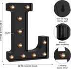 Foaky Black LED Letter Lights for Room Decor - Bedroom Wall Decor, Alphabet Lights for Home, Wedding, Party - Battery Operated （L）