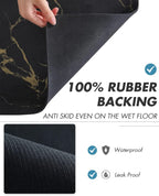 AMOAMI Coffee Mat - Hide Stain Rubber Backed Absorbent Dish Drying Mat for Kitchen Counter - Black & Gold