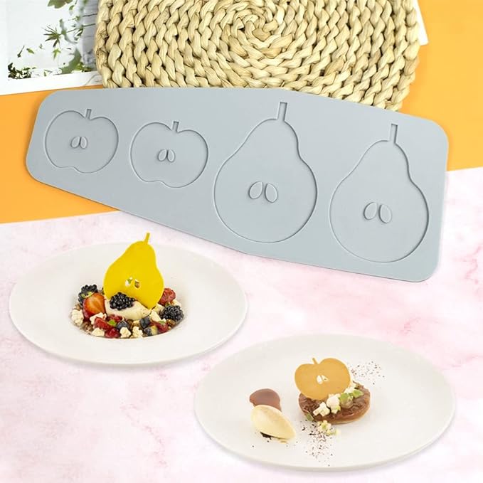 Hollow Leaf Silicone Mold Chocolate Candy 3D Hollow Leaf Candy Mold Food Cooking Meals Decorations Fondant Mold Polymer Clay Molds (Apple Pear B_9.96x4x0.12inch)