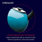 Circulon Enamel on Steel Whistling Teakettle/Teapot With Flip-Up Spout, 2 Quart - Turquoise Blue