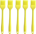 Silicone brush, Oil Brush for BBQ Kitchen Cooking Baking and Grilling (5 PCS,yellow)