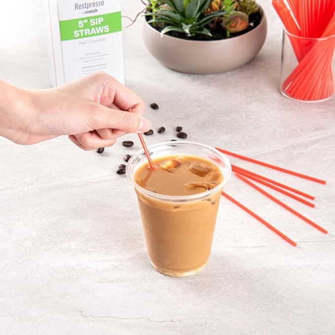 Restaurantware Restpresso 5 Inch Cocktail Stirrers 500 Disposable Coffee Stirring Rods - Premium Odorless Red Plastic Stirrers For Coffee For Hot And Cold Drinks For Bars Or Offices