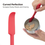 Kitchen Mama WaltzGrip Platinum Silicone Jar and Can Spatula Set: Heat-Resistant, Dishwasher Safe, Ergonomic Grip, Perfect for Mixing and Scraping, Nonstick Cookware (Red)
