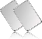 Stainless Steel Baking Sheet Set of 2, Deedro Cookie Sheet Metal Baking Pan Oven Tray, Non Toxic & Heavy Duty, Rust Free & Mirror Finish, Easy Clean & Dishwasher Safe, 17.3 x 12.3 x 1 Inch