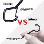 50 PCS Black Eye Screw Hooks for Hanging Heavy Duty with Safety Buckle.Metal Ceiling Hooks for Hanging Plants Cup Wind Chime Bird Feeders Patio Lights at Indoor&Outdoor