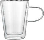 Restaurantware-Forma Professional 5.1 oz Double Wall Glass Mugs, 2 Insulated Coffee Mugs With Handle - Dishwashable, Reusable, Clear Glass Beverage Cups, Freezable, For Hot Or Cold Beverages