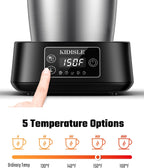 5-in-1 Milk Frother and Steamer, 17oz Detachable Frother with Adjustable Temperature, Stainless Steel Milk Steamer, Hot & Cold Foam Maker for Coffee, Latte, Hot Chocolate, Dishwasher Safe