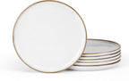 Herogo Ceramic 7.9 Inch Porcelain Dessert Plates Set of 6, Small Stoneware Dinner Plate Set, Double Reactive Glaze Large Dinnerware Plates for Kitchen, Microwave, Oven & Dishwasher Safe, Ivory White