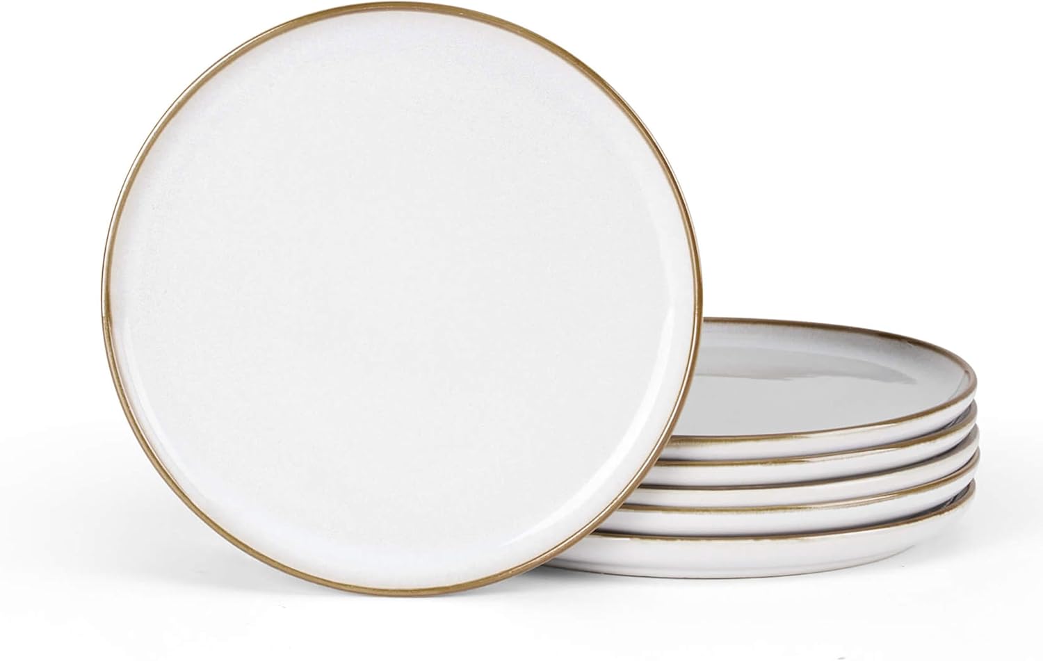 Herogo Ceramic 7.9 Inch Porcelain Dessert Plates Set of 6, Small Stoneware Dinner Plate Set, Double Reactive Glaze Large Dinnerware Plates for Kitchen, Microwave, Oven & Dishwasher Safe, Ivory White