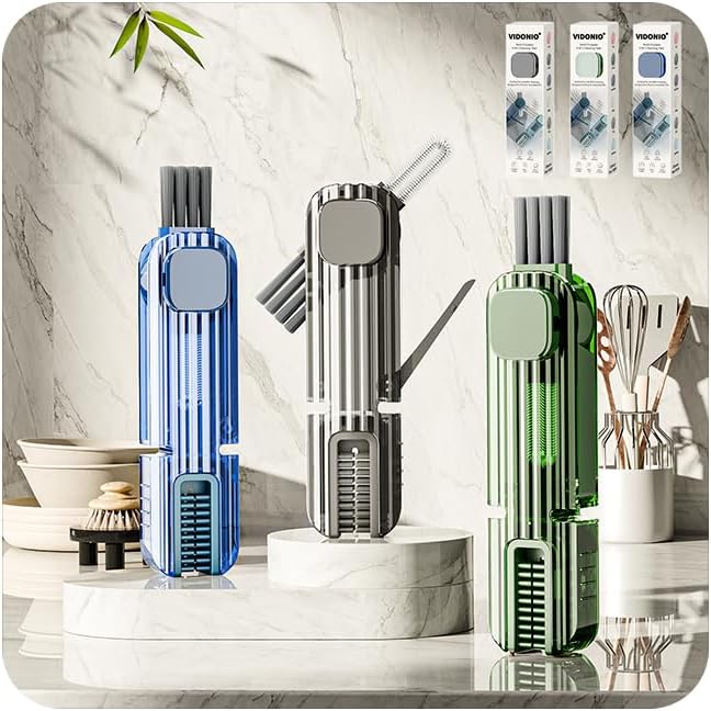 3Pcs 4 in 1 Cup Lid Gap Cleaning Brush Set,Multifunctional Crevice Cleaning Brush for Bottle,Multipurpose Bottle Cleaner with Compact Design Tiny Silicone Cup Holder Cleaner Tool,Kitchen Gadgets