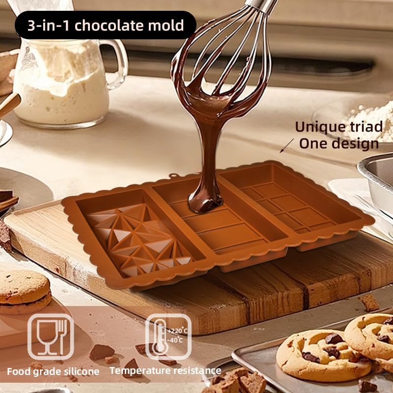 Chocolate Bar Mold - Food Grade Silicone Chocolate Molds, Non-Stick & Easy to Release Deep Mold for Dubai Pistachio Chocolates, Candy, Snacks, Desserts, Resin Art, Dishwasher Safe (1)