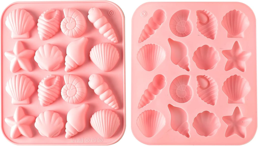 2-Pack rice flour Seashell Silicone Molds for Chocolate Candy Baking Decorations rice flour