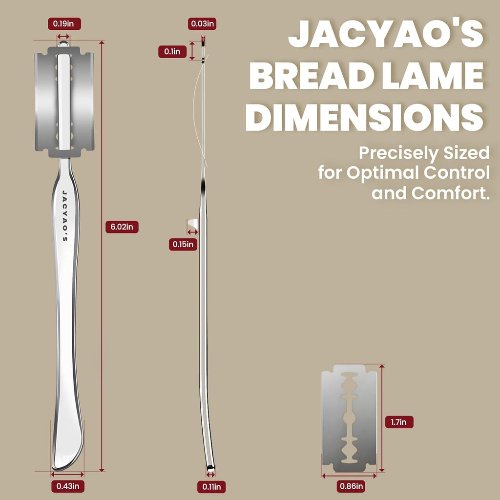 JACYAO'S Bread Lame, Sourdough Scoring Tool Made From 304 Stainless Steel, Professional Bread Scoring Tool with 10 Razor Blades and Metal Storage Box
