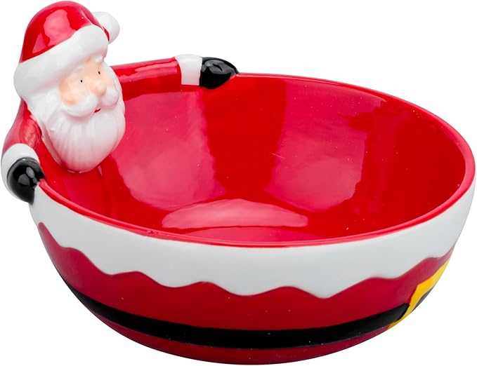 Large Ceramic Santa Candy Bowl – Christmas Decorative Snack Dish for Holiday Table Centerpiece, Santa Claus Shaped Holiday Treat Bowl for Parties, Kitchen, or Living Room Decor