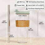 Dodoko Sage Green 24 oz Reusable Boba Cup and Straw Bubble Tea Cup with Wide Lid and Straw