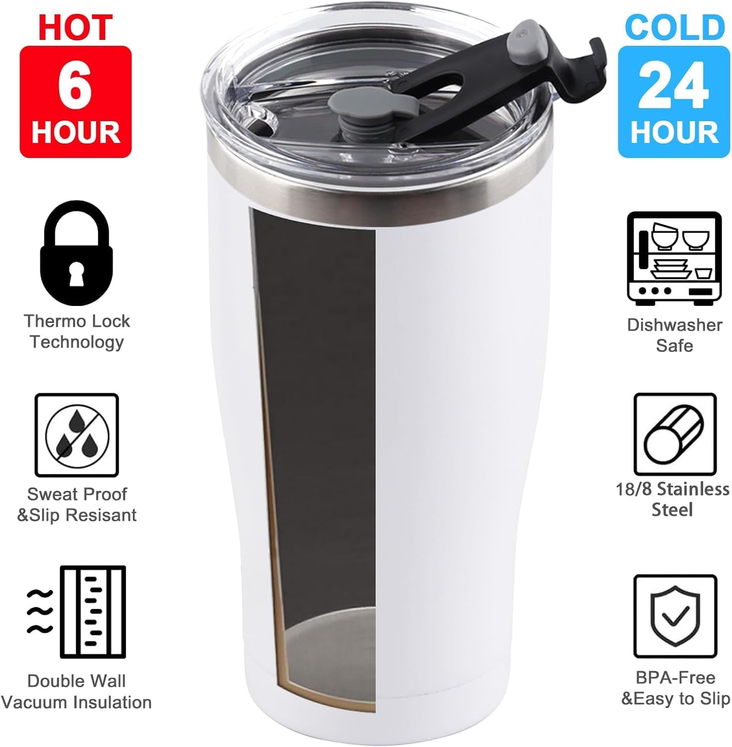 25 Pack 30oz Stainless Steel Tumblers Bulk Reusable Travel Mugs with Lid, Double Wall Powder Coated Coffe Cup for Home, Office, Outdoor Suitable for Vehicle Cup Holders Black