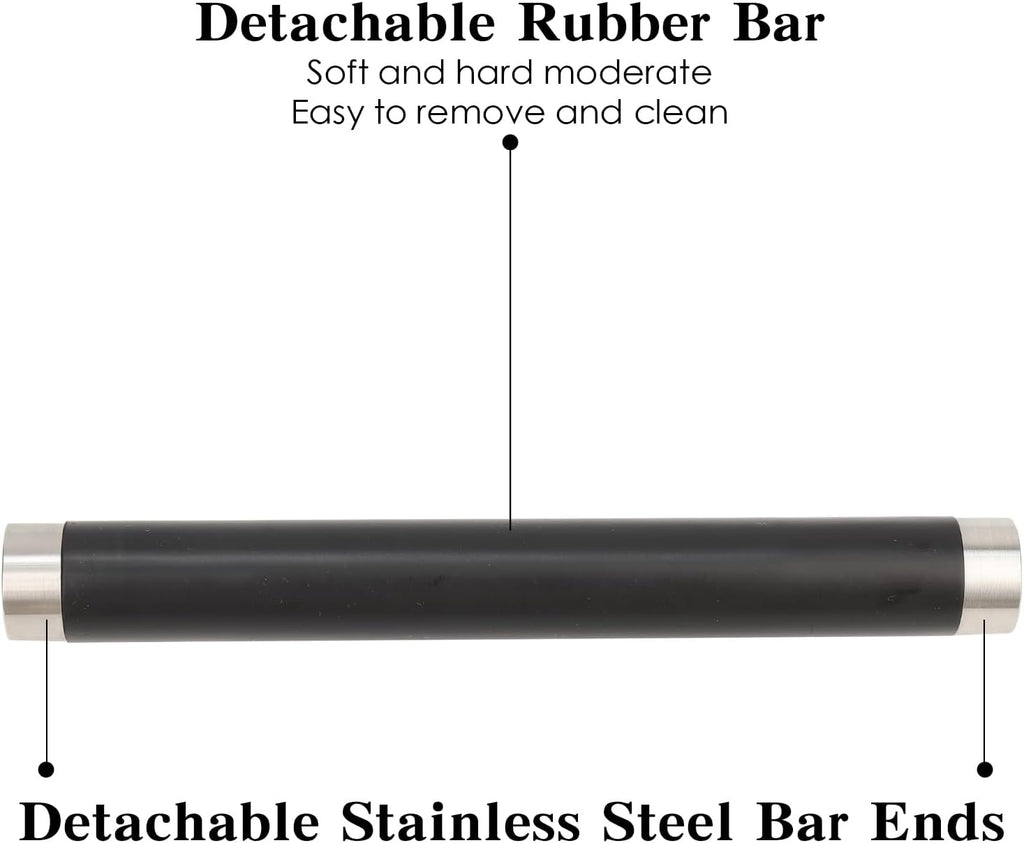 Italian Espresso Knock Box, Stainless Steel, with Detachable Tapping Rod and Anti Slip Rubber Base (Black, 800ml)