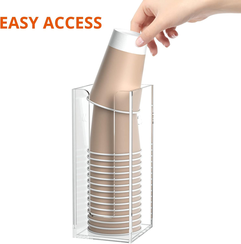 Richboom Acrylic Coffee Cup and Lid Storage Organizer Holder, 1 Compartment, Clear