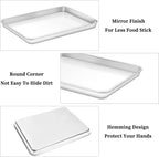 Deedro Baking Sheet with Rack Set [2 Sheets + 2 Racks], Stainless Steel Cookie Half Sheets Baking Pan Oven Tray with Cooling Rack, 12 x 10 x 1 Inch, Heavy Duty, Non-toxic, Easy Clean