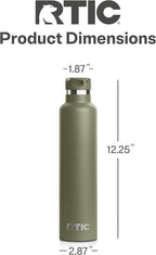 RTIC 26oz Journey Bottle Metal Stainless Steel Vacuum Insulated, BPA Free, Reusable, for Water, Hot and Cold Drinks, Travel, Sports, Camping, Olive