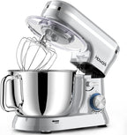 HOWORK Electric Stand Mixer,10+p Speeds With 6.5QT Stainless Steel Bowl,Dough Hook, Wire Whip & Beater,for Most Home Cooks,Silver