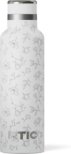 RTIC 20oz Journey Bottle Metal Stainless Steel Vacuum Insulated, BPA Free, Reusable, for Water, Hot and Cold Drinks, Travel, Sports, Camping, White Magnolias