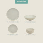 Gibson Elite Tribeca Loft 16-Piece Dinnerware Set – Matte Cream and White Reactive Glaze Stoneware, Double Bowl Round Plates and Bowls – Modern Neutral Tableware for 4, Dishwasher & Microwave Safe