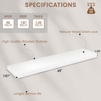 Vivelove Wooden Floating Shelves for Wall 48” x 8”x 1.4”, Solid Wood Shelf with Invisible Brackets, Deep Wall Shelves for Bathroom, LivingRoom, Kitchen, Bedroom, Modern Home Decor, Set of 1 - White
