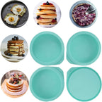 6-Pack Silicone Cake Molds 4 Inch Round Cakes Pans Green Baking Pan Set Silicone Baking Mold DIY Rainbow Cakes and Round Resin Coaster Molds, 0.8 Inch Deep (Green)