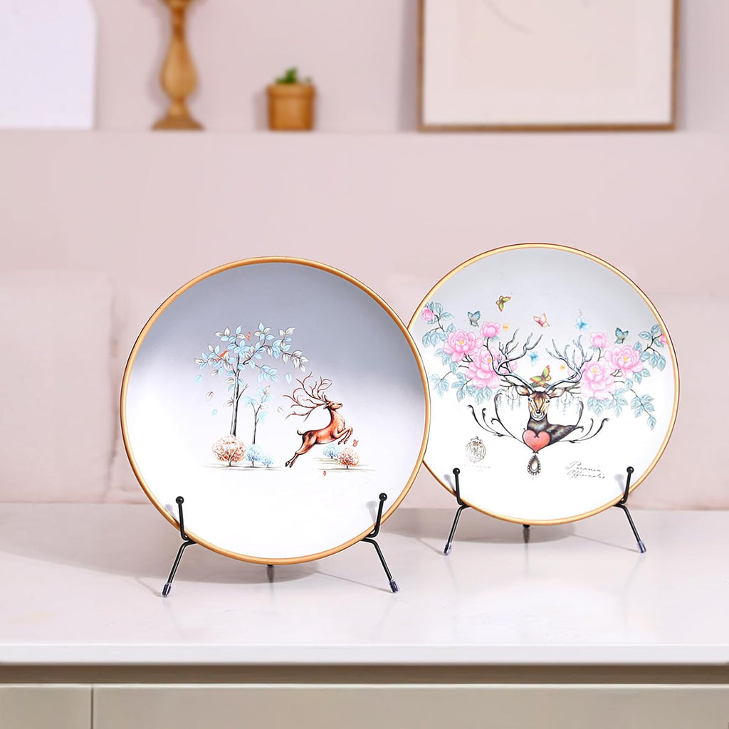 2-Pack Upgraded Anti-Slip Plate Stands for Display, 10 Inch Decorative Iron Plate Holders, Easel, Frame, Book, Card, Plaque, Picture Display Stands