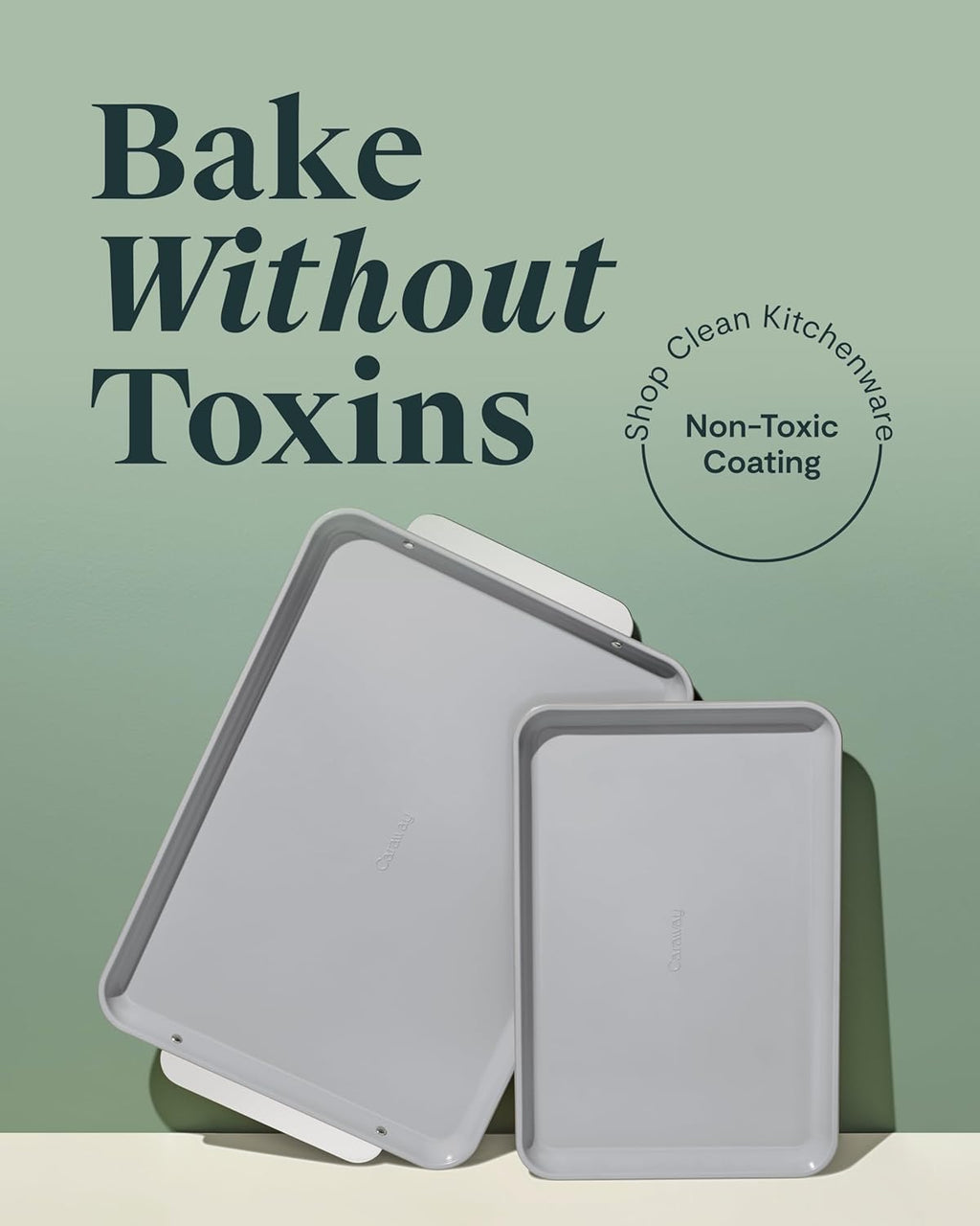 Caraway Non-Stick Ceramic Baking Sheet Duo - Naturally Slick Ceramic Coating - Non-Toxic, PTFE & PFOA Free - 18 x 13" Large & 15 x 10" Medium - Navy