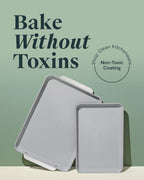 Caraway Non-Stick Ceramic Baking Sheet Duo - Naturally Slick Ceramic Coating - Non-Toxic, PTFE & PFOA Free - 18 x 13" Large & 15 x 10" Medium - Navy