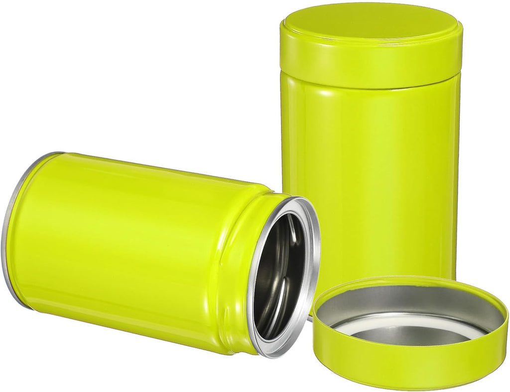 uxcell 2Pcs Round Tea Canisters, 5" x 3" Airtight Metal Tea Containers for Loose Tea, Coffee Beans, Spices - Durable, Compact, and Stylish Storage Tea Tin (Green)