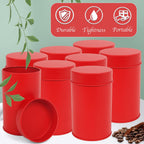 Tea Canister, 6 Pack Tea Tin Loose Leaf Tea Storage Tea Tins For Loose Tea, Tea Storage Loose Leaf Metal Tea Tin Canister For Loose Tea Storage Coffee Sugar Candy Herbs And Spices (Red)