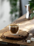 Octavius Double Wall Glass Cup Set | Perfect for Hot & Cold Beverage Lovers | (Set of 2) 8 Ounces Glass Clear Coffee Cups | Cups For Tea, Cappuccino, Latte, Hot Beverages Cup