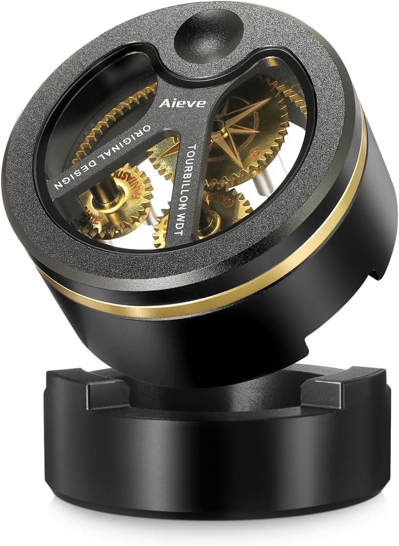 Aieve Spirographic WDT Tool 54mm, Metal Espresso Distribution Tools with Heavy-duty Stand for Barista, 0.4mm x 9 Needles Geared Spinning Aluminum Coffee Stirrer with 9 Extra Needle